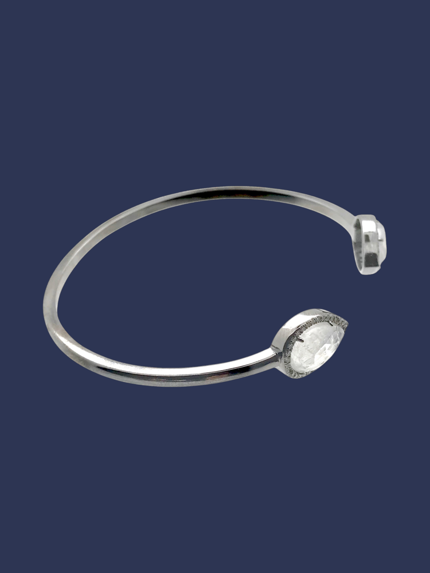 Diamond Gray Moonstone Bracelet in Sterling Silver | Ulka Rocks