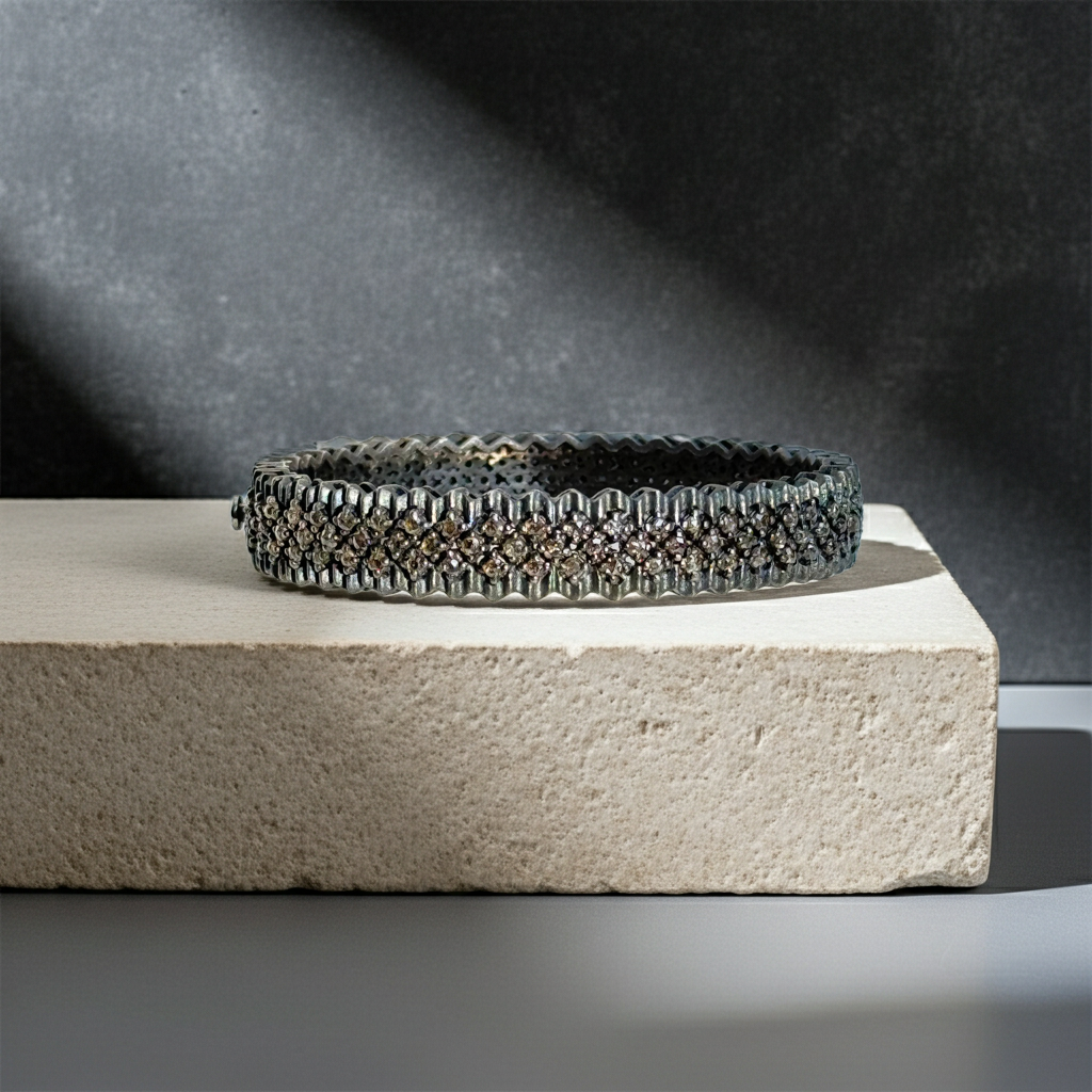 Diamond Sterling Silver Bracelet | Ulka Rocks