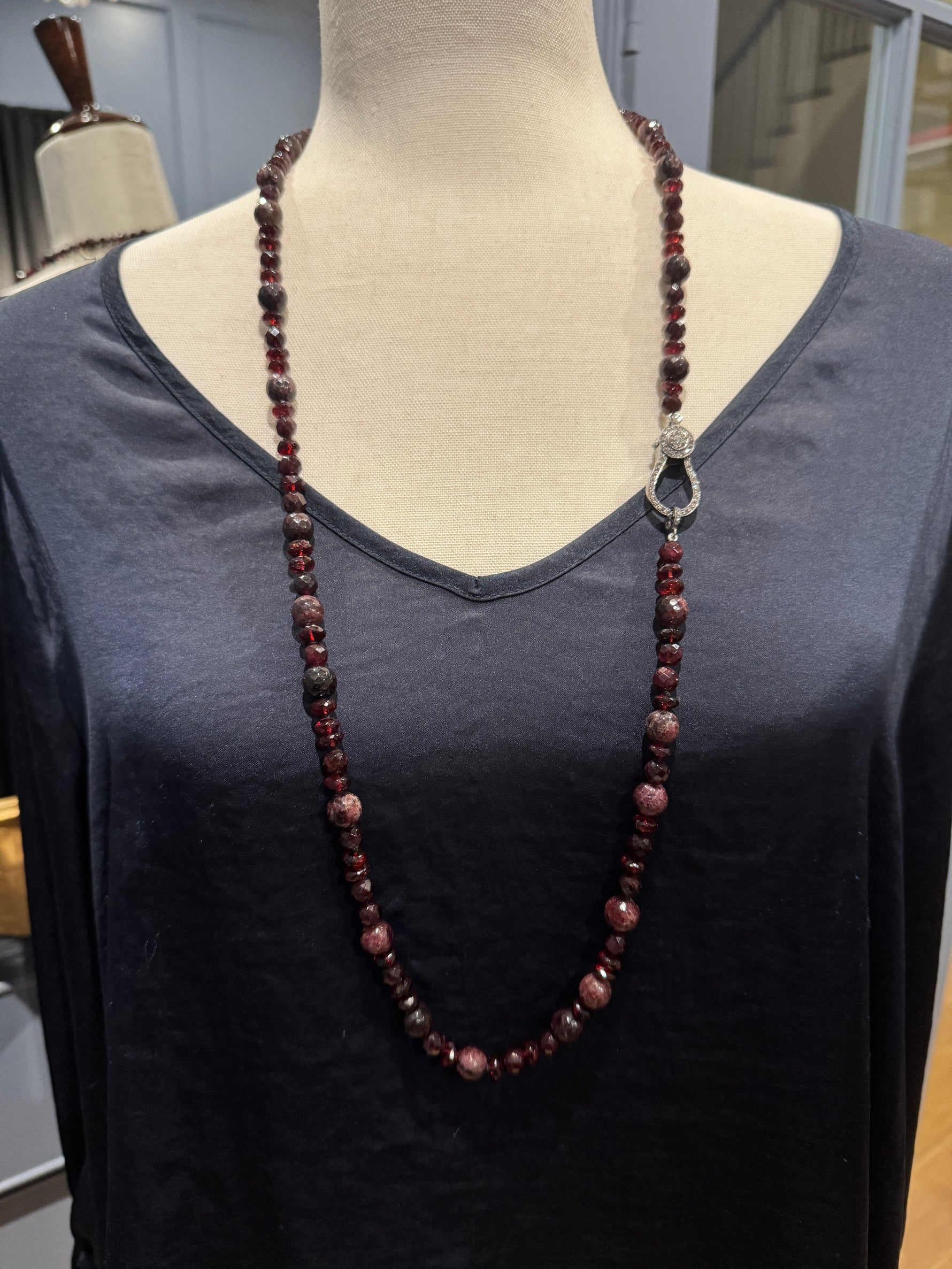 36" Red Garnet Mix Necklace | Ulka Rocks