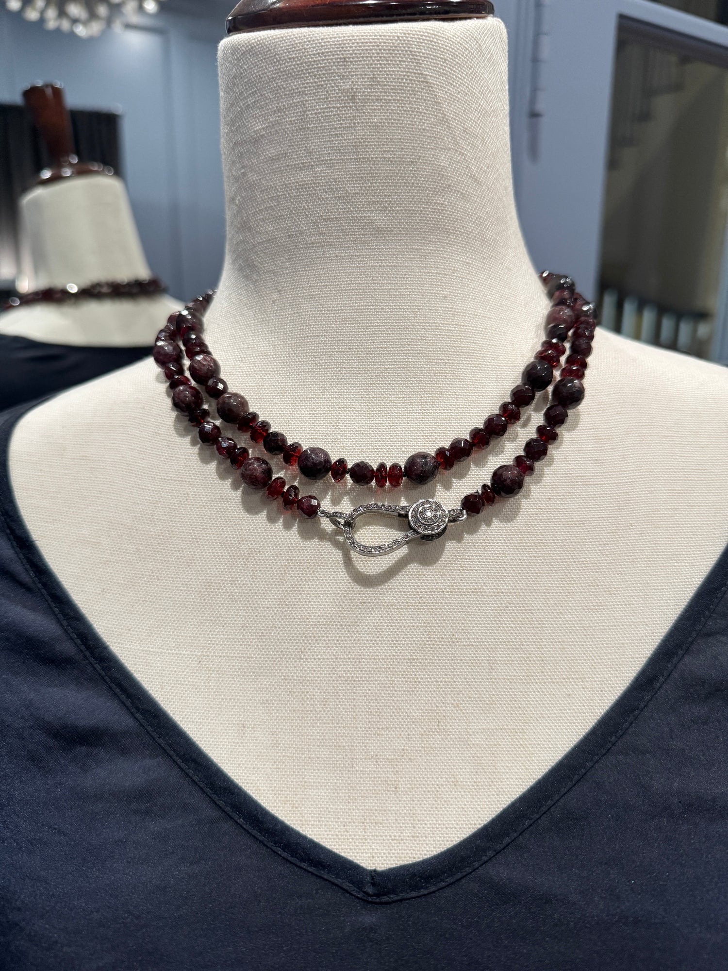 36" Red Garnet Mix Necklace | Ulka Rocks