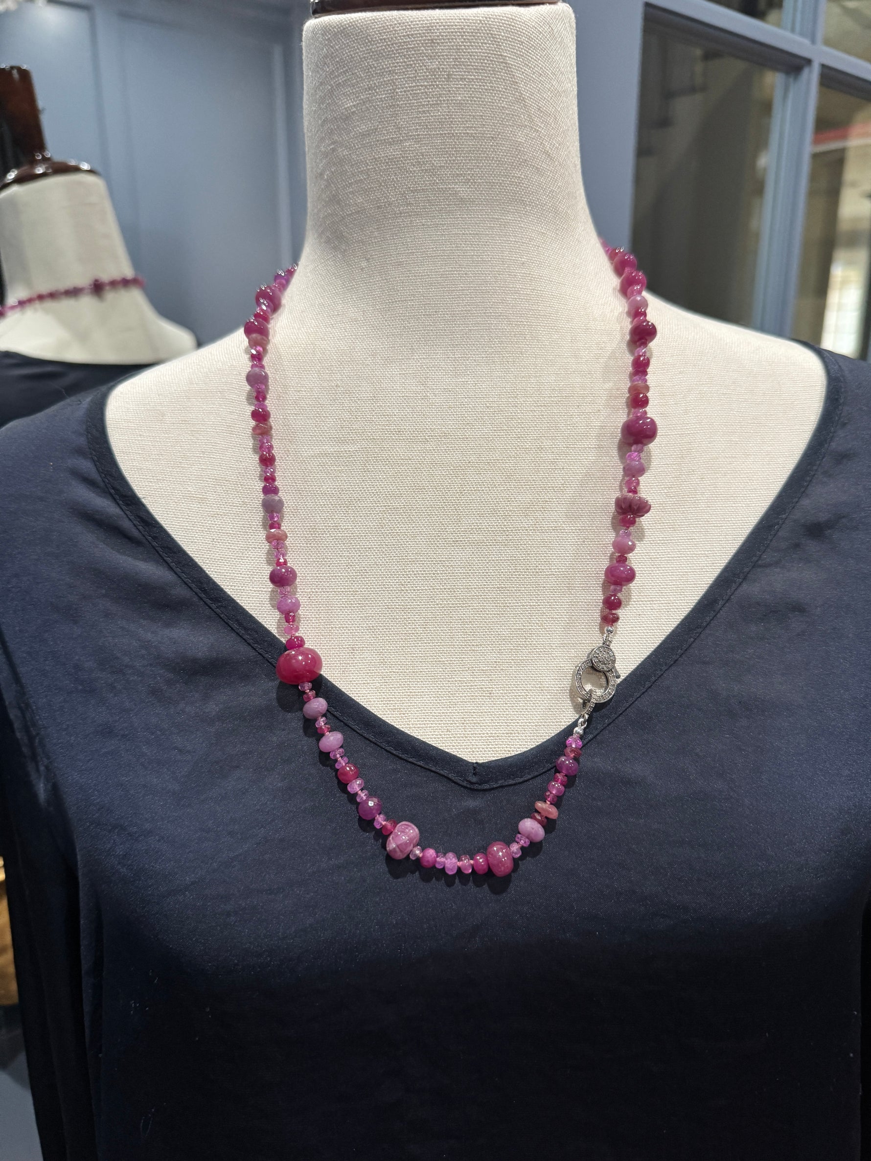26" Ruby Red Sapphire Necklace | Ulka Rocks