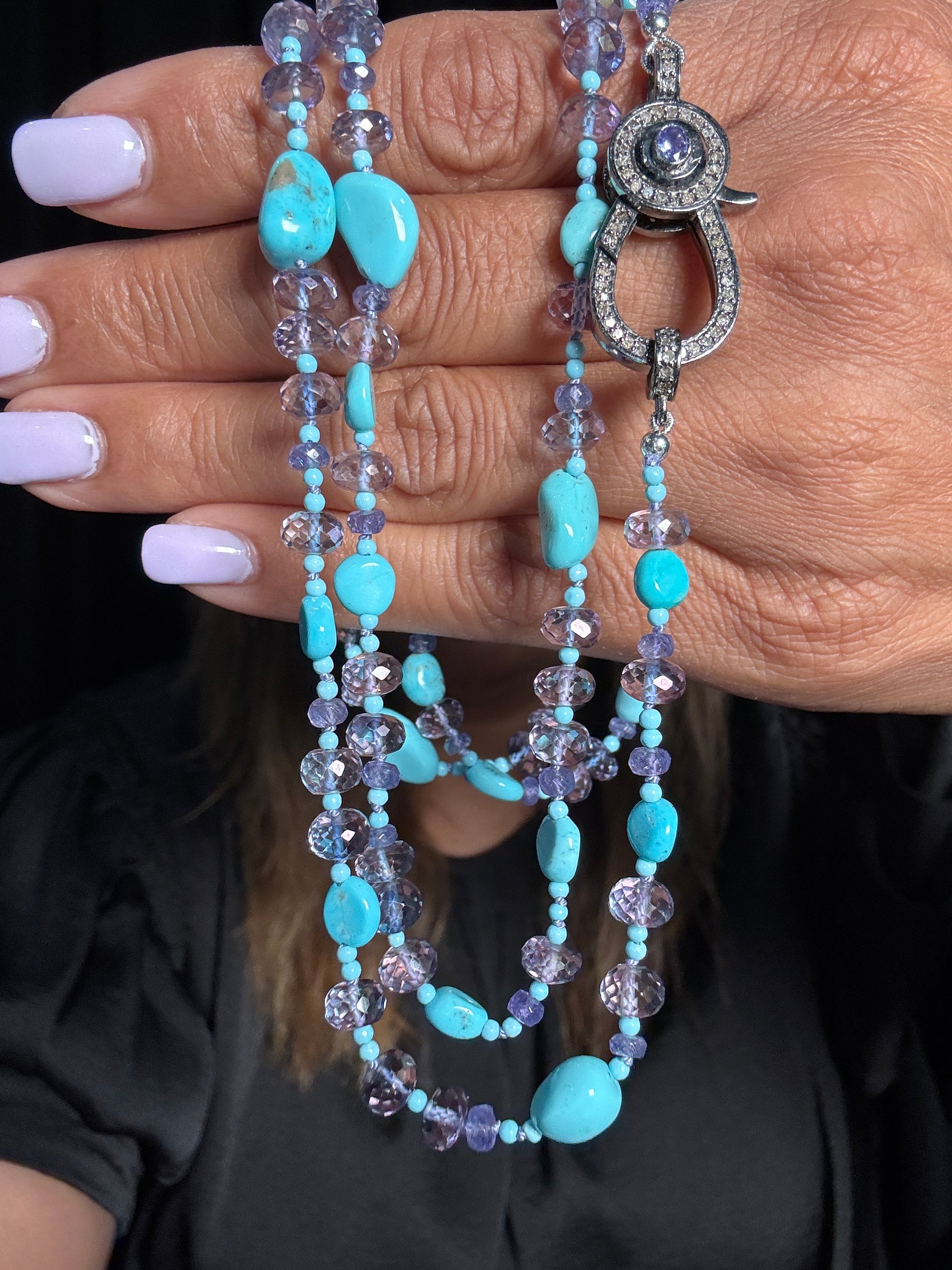 36" Turquoise & Purple Amethyst Necklace | Ulka Rocks