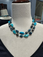 35" Tahitian Gray Pearl & Blue Gemstone Necklace | Ulka Rocks