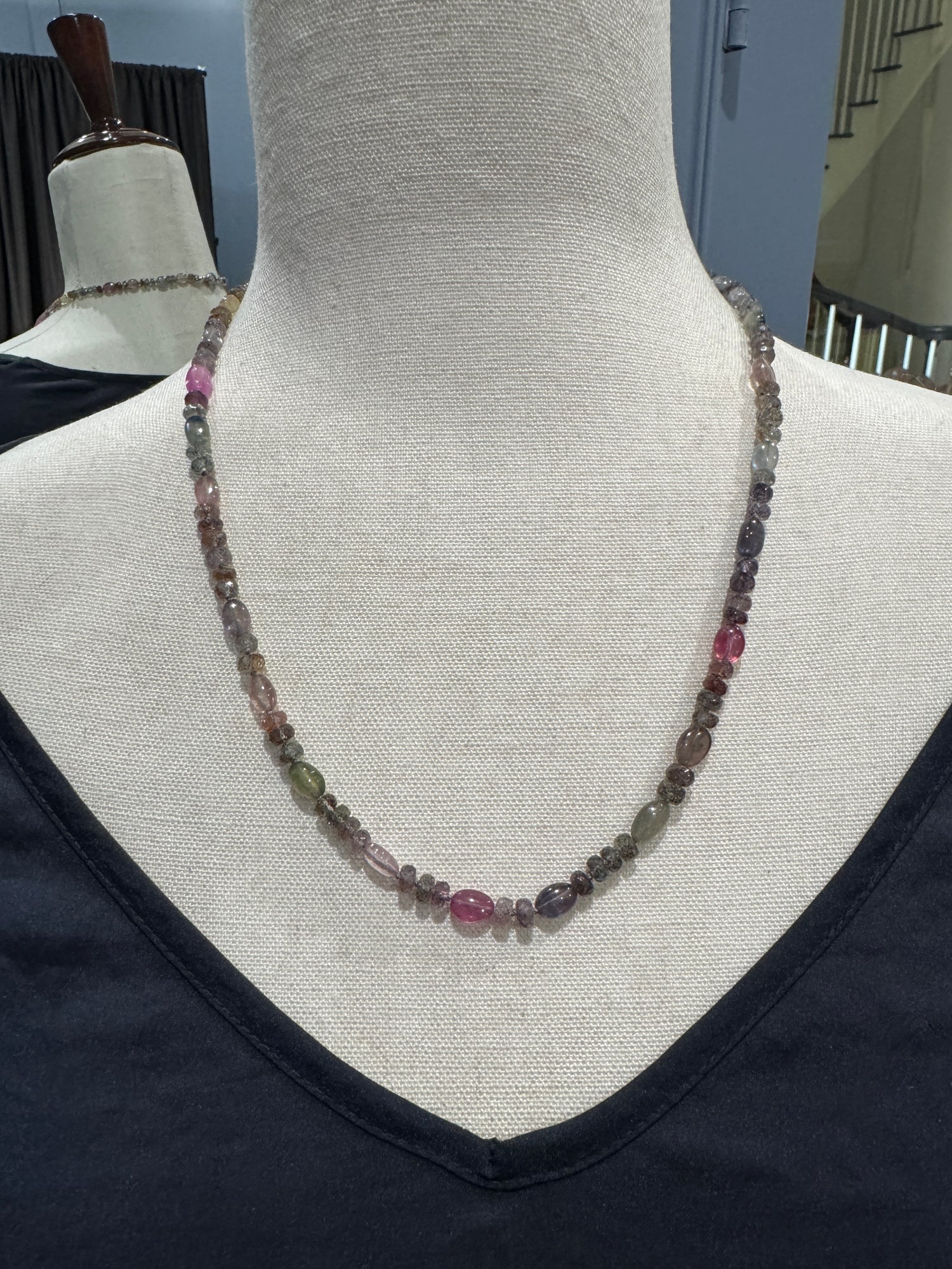 21" Soft Tourmaline & Purple Sapphire Necklace | Ulka Rocks