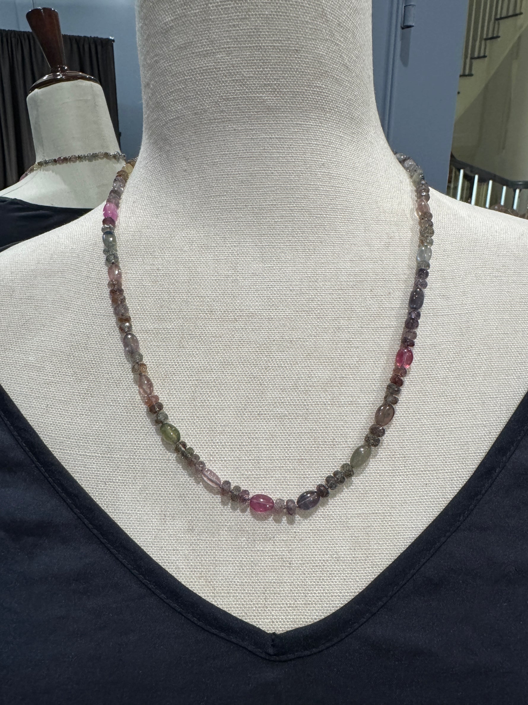 21" Soft Tourmaline & Purple Sapphire Necklace | Ulka Rocks