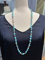 35" Sonoran Turquoise & Edison Pink Pearl Necklace | Ulka Rocks