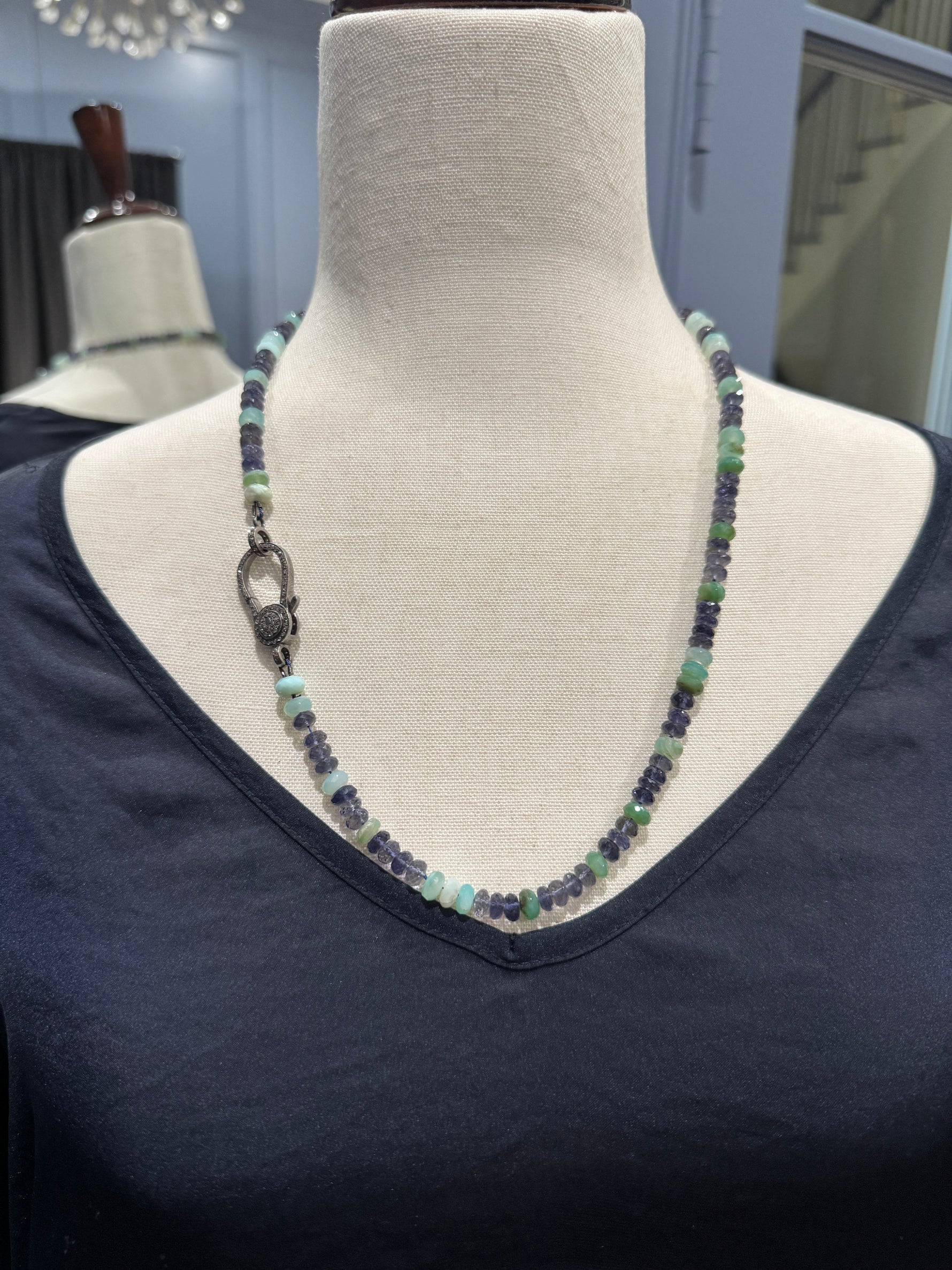 24" Iolite & Peruvian Purple Opal Necklace | Ulka Rocks