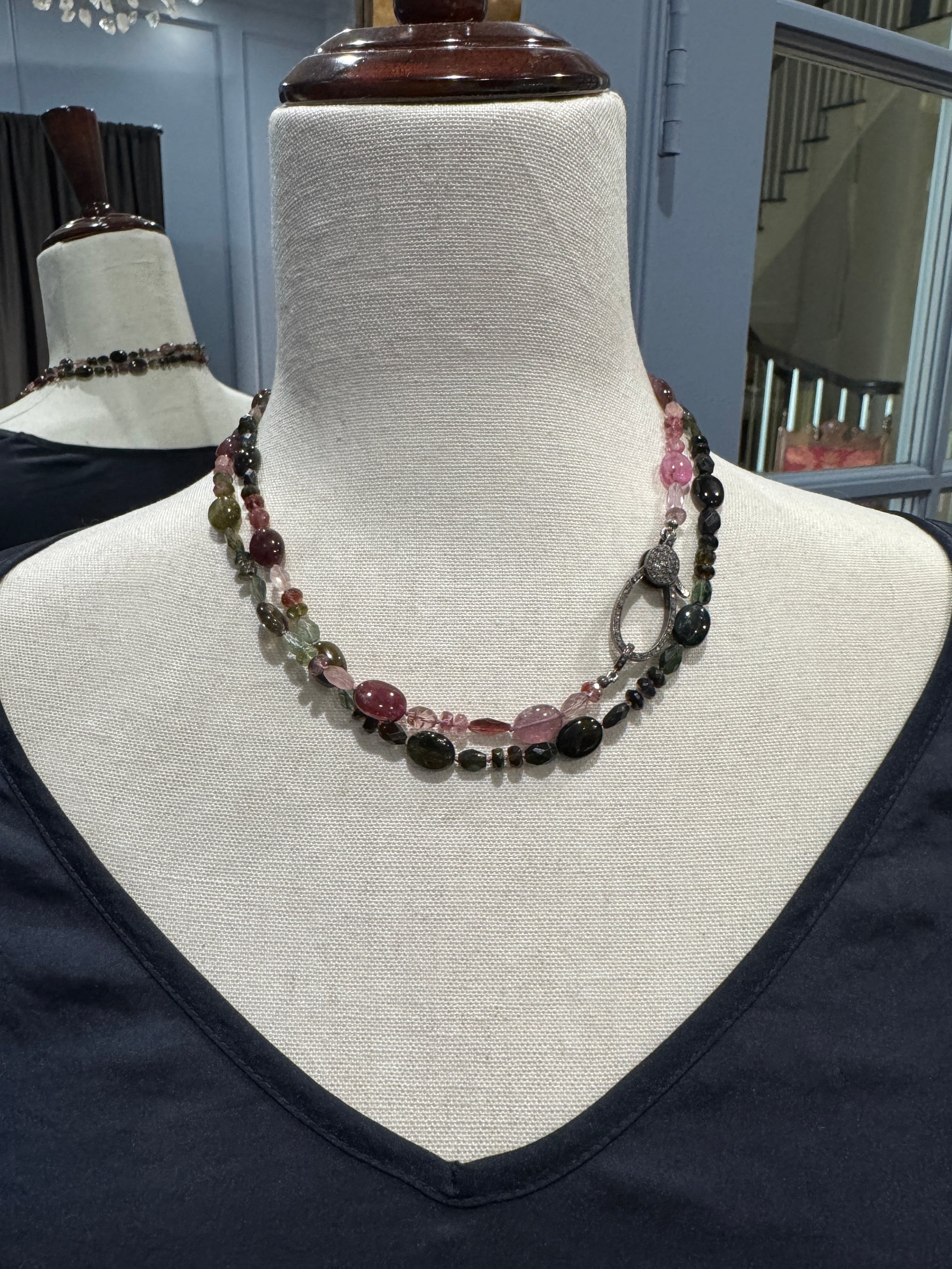 36" Multicolor Orange Tourmaline Necklace | Ulka Rocks