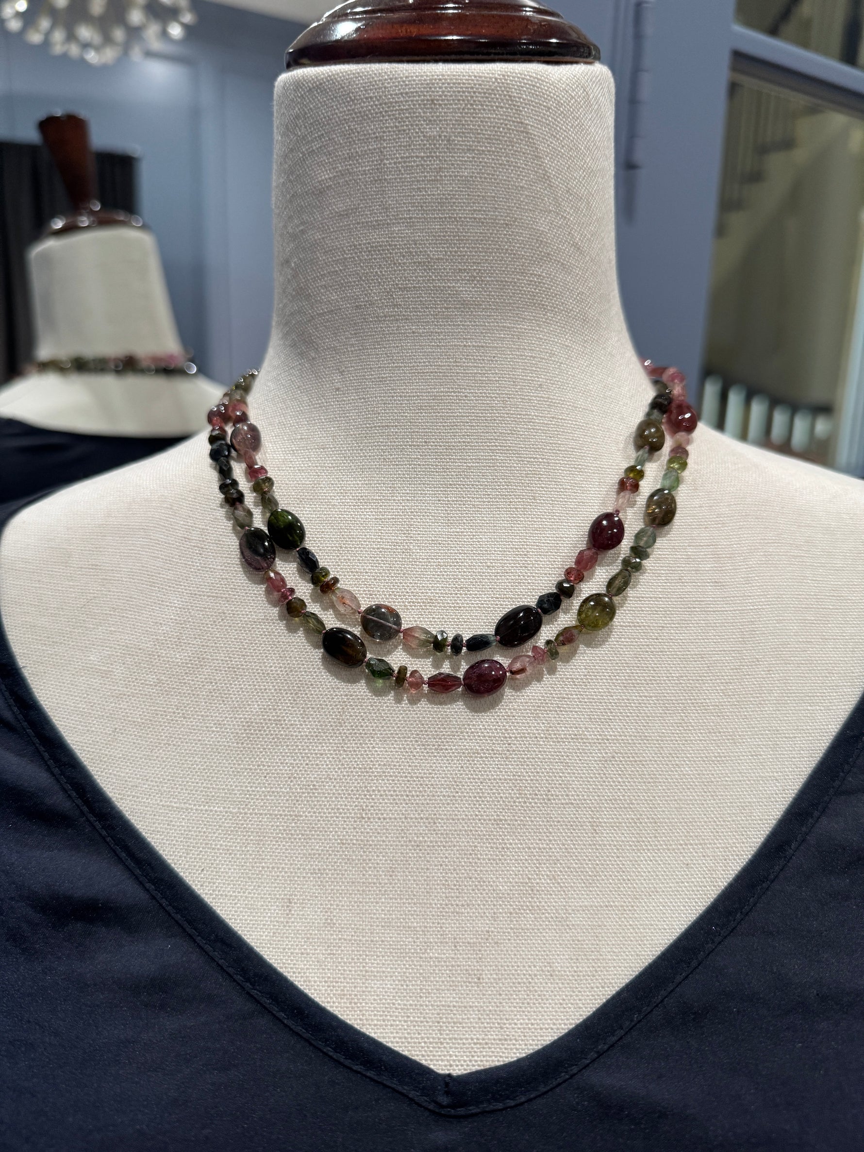 36" Multicolor Orange Tourmaline Necklace | Ulka Rocks