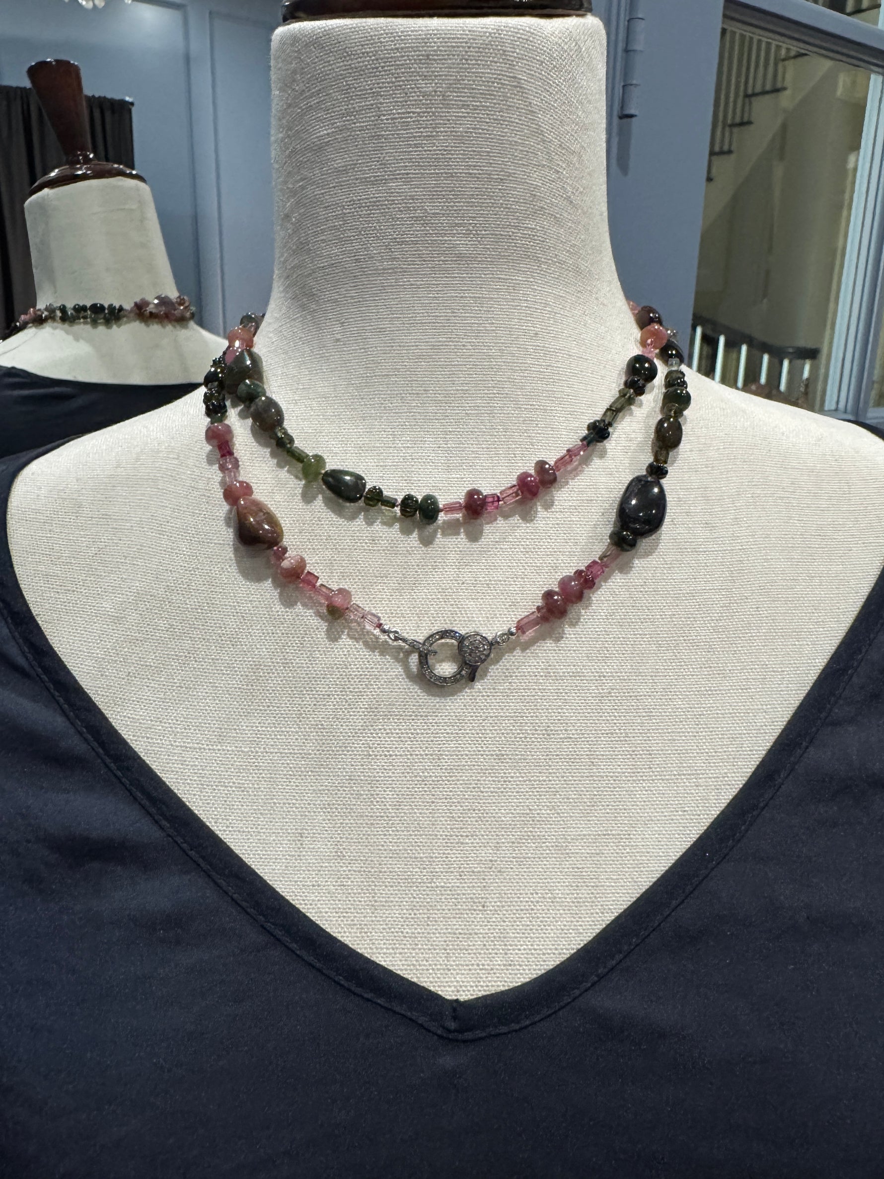 36" Multicolor Rainbow Tourmaline Necklace | Ulka Rocks