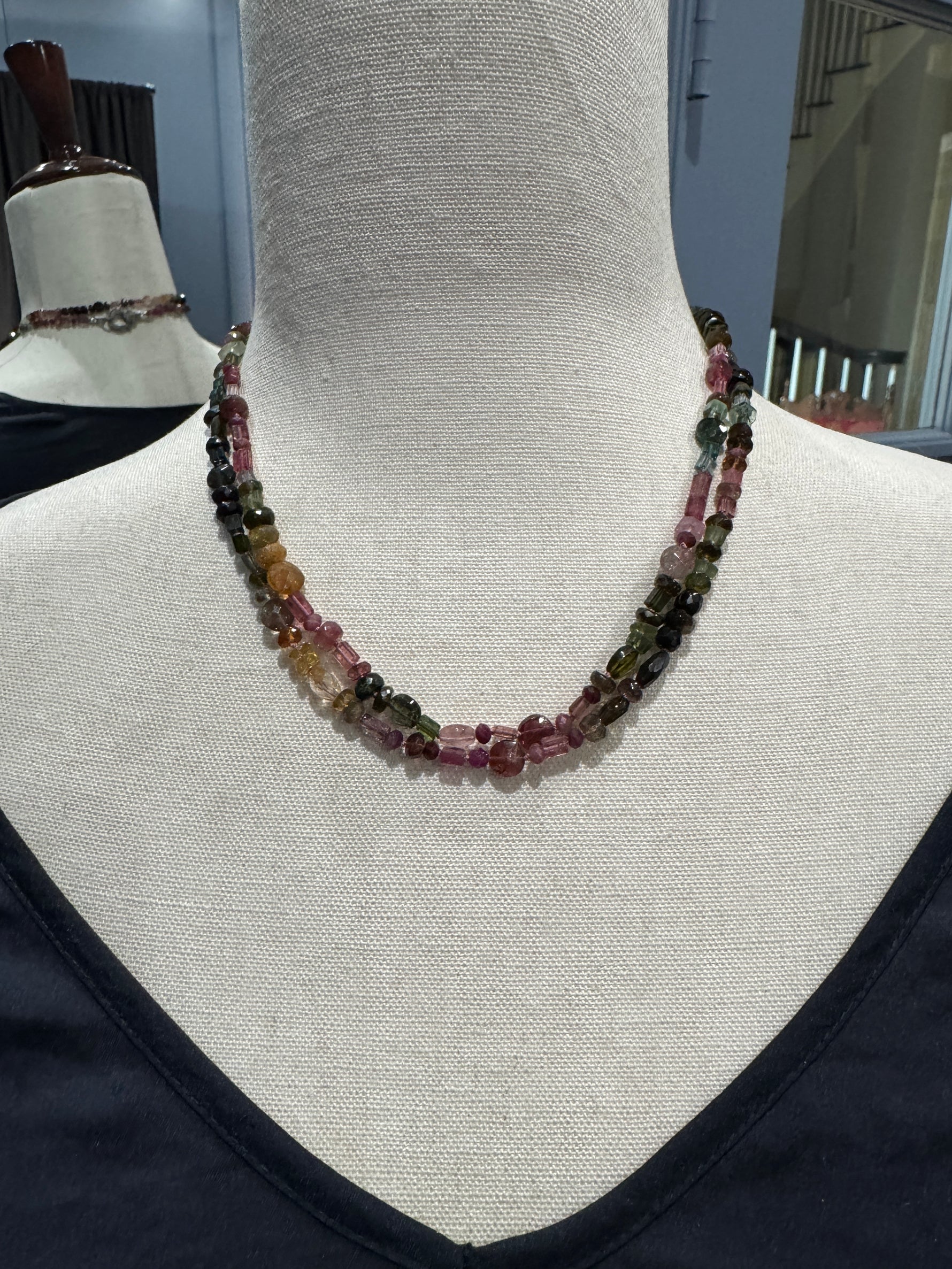 36" Multicolor Clear Tourmaline Necklace | Ulka Rocks