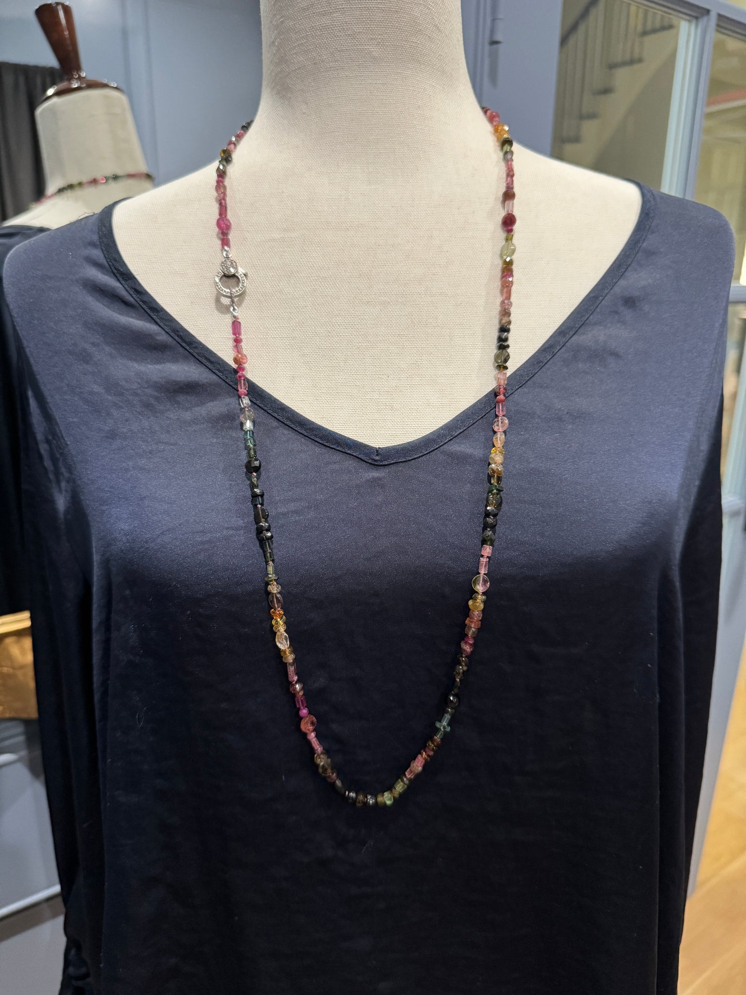 36" Multicolor Clear Tourmaline Necklace | Ulka Rocks