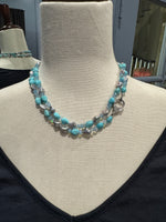 35" Sonoran Turquoise Blue Blue Opal White Keshi Pearl Necklace | Ulka Rocks