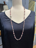 35" Tahitian Gray Pearl & Pink Gemstone Necklace | Ulka Rocks