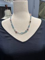 21" Pink Aquamarine & Pink Edison Pearl Necklace | Ulka Rocks
