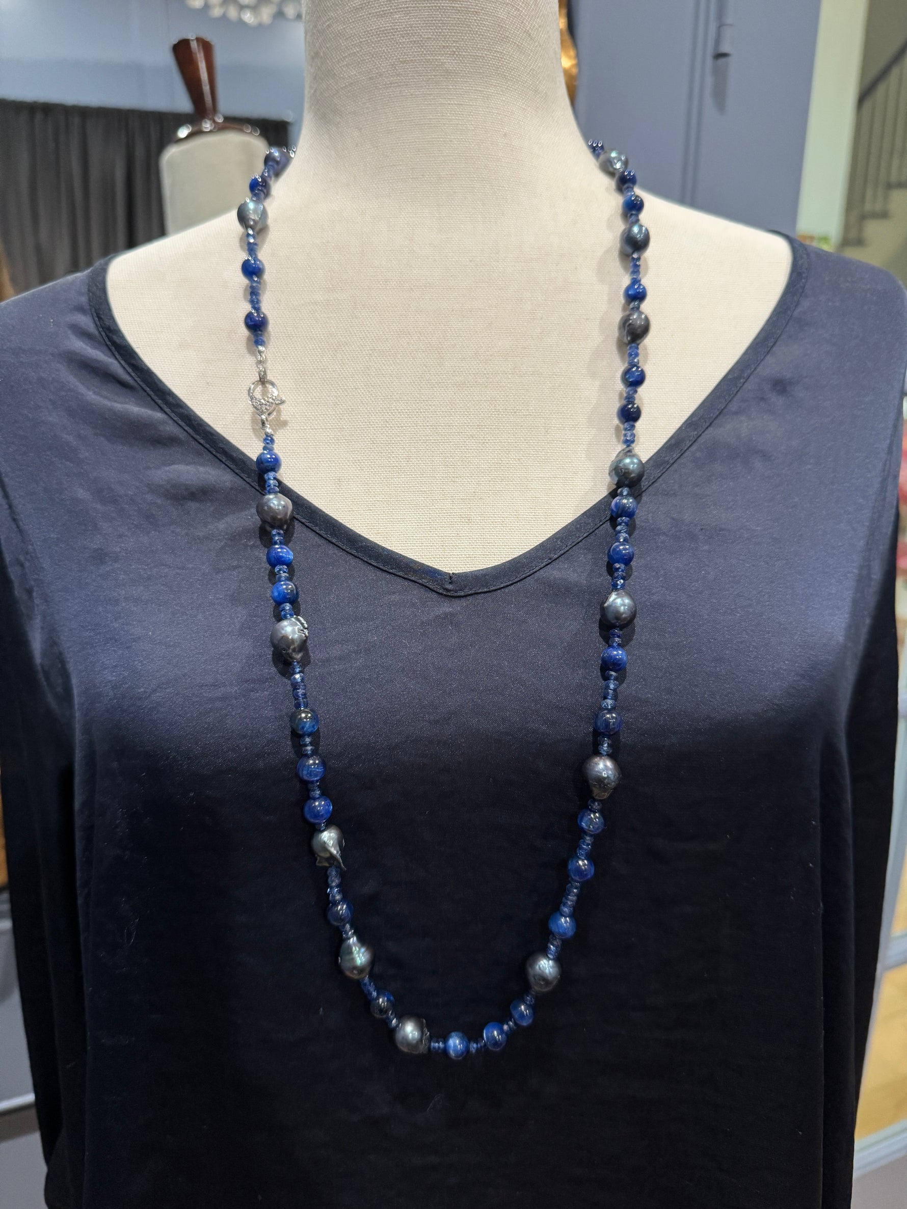 36" Kyanite Baroque Purple Pearl Necklace | Ulka Rocks