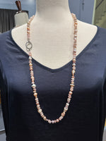 34" Pink Pink Pearl & Gemstone Necklace | Ulka Rocks