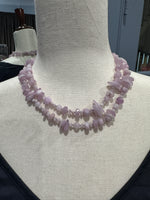 36" Lavender Raw Purple Kunzite with Pavé Diamond Sterling Clasp | Ulka Rocks