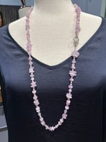 36" Lavender Raw Purple Kunzite with Pavé Diamond Sterling Clasp | Ulka Rocks
