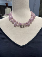 36" Lavender Raw Purple Kunzite with Pavé Diamond Sterling Clasp | Ulka Rocks