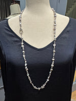 36" Gray Freshwater Gray Pearl Necklace with Pavé Diamond Silver Clasp | Ulka Rocks