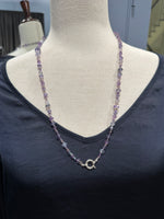 26" Pink & Purple Purple Amethyst with Lavender Chalcedony Necklace | Ulka Rocks