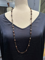 36" Smoky Topaz Brown Pearl Necklace | Ulka Rocks