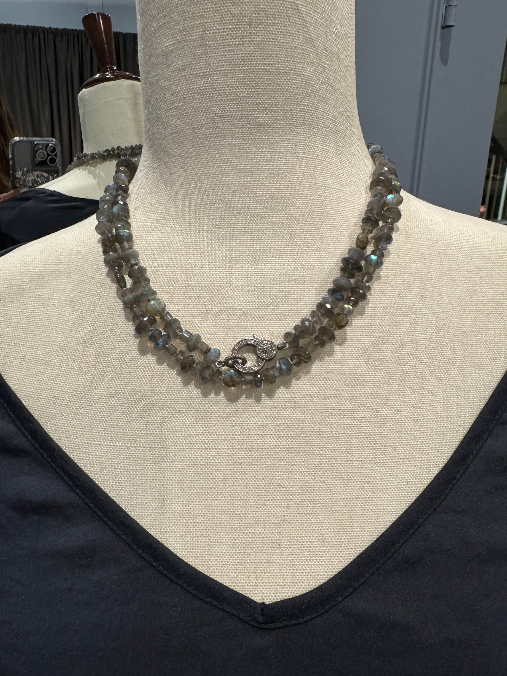 36" Gray Labradorite Necklace | Ulka Rocks