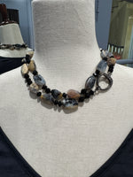36" Dendrite Gray Opal & Black Spinel Necklace | Ulka Rocks
