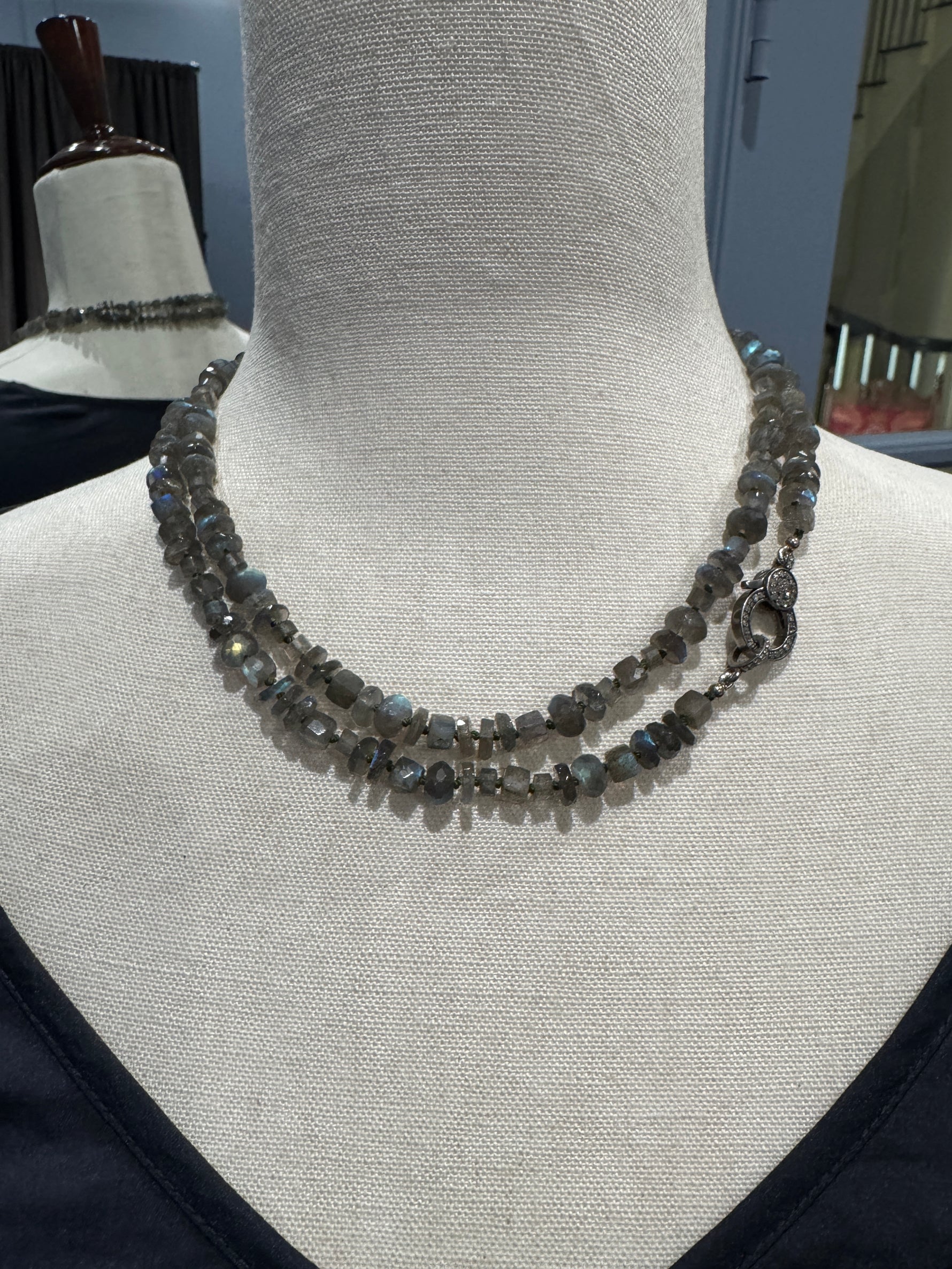 37" Gray Labradorite Necklace | Ulka Rocks