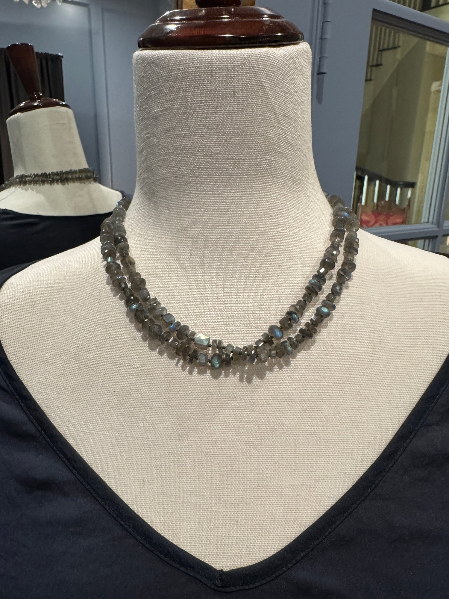 37" Gray Labradorite Necklace | Ulka Rocks