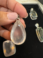 Amethyst and Citrine and Diamond pendant alternate angle showing natural stone variation