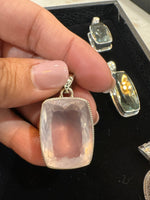 Amethyst and Citrine and Diamond pendant alternate angle showing natural stone variation