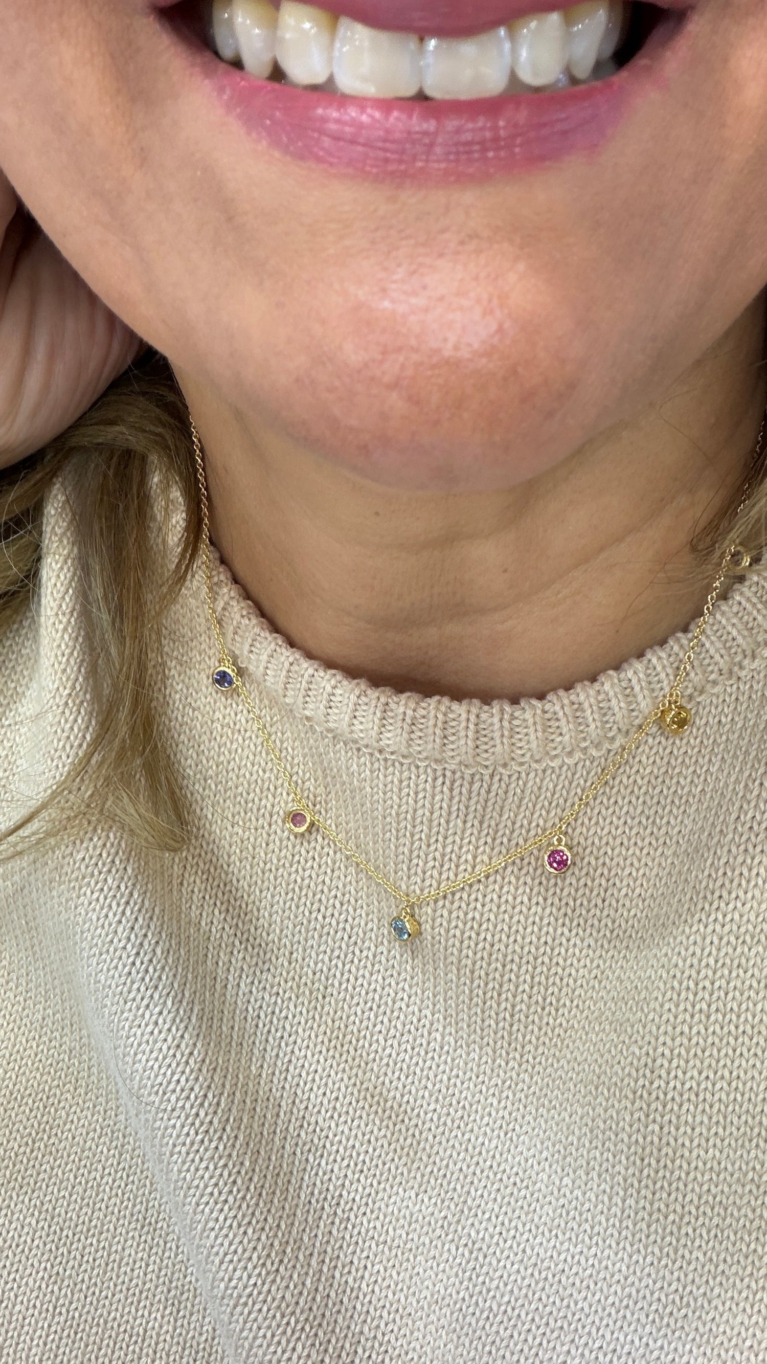 SHOW SPECIAL!!! Gold Vermeil Necklace With Gemstone Mix 16-18 inches