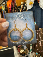 Gold Vermeil Wire Wrapped Earrings - Clear Circle | Ulka Rocks
