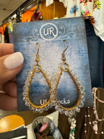 Gold Vermeil Wire Wrapped Earrings - Clear Tear Drop | Ulka Rocks