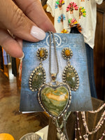 Gift Bundle: Earrings, Sterling Silver Necklace, Pendant - Rainforest Jasper | Ulka Rocks