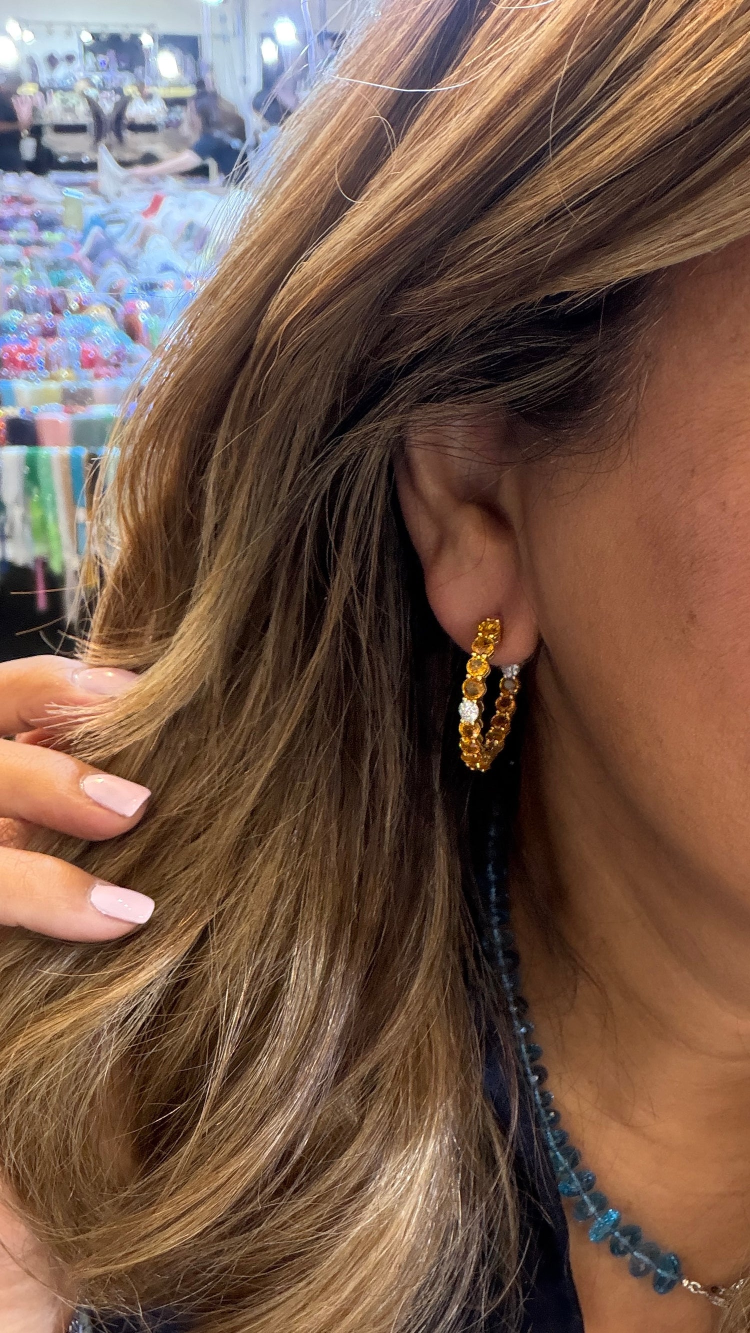 18k Gold Earrings With Citrine