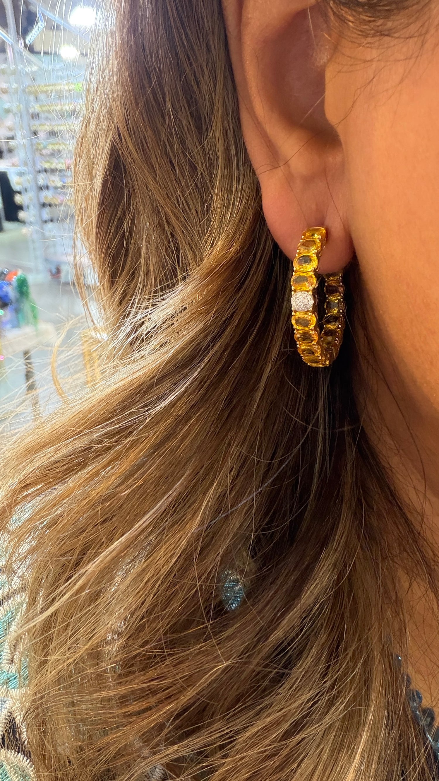 18k Yellow Gold Earrings With Citrine