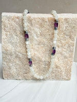 Moonstone, Purple Amethyst and Sapphire Necklace | Ulka Rocks