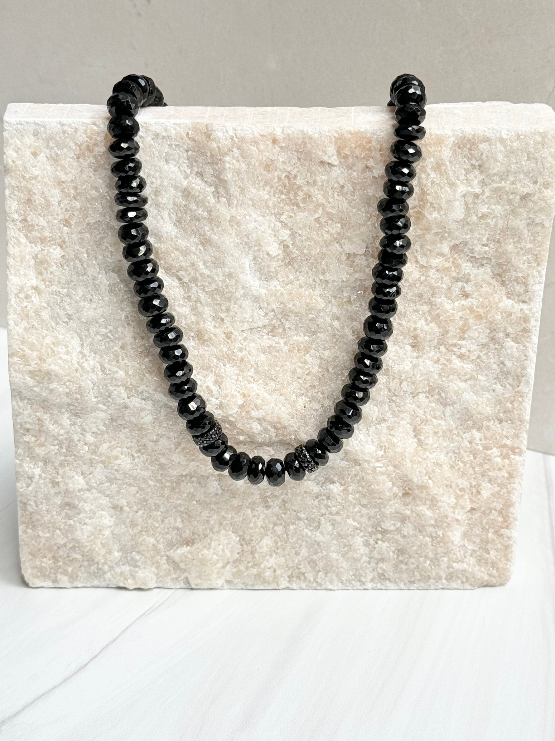 Black Black Spinel Necklace with Black Spinel Accents | Ulka Rocks