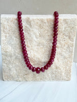 22" Diamond & Red Ruby Sterling Silver Necklace | Ulka Rocks