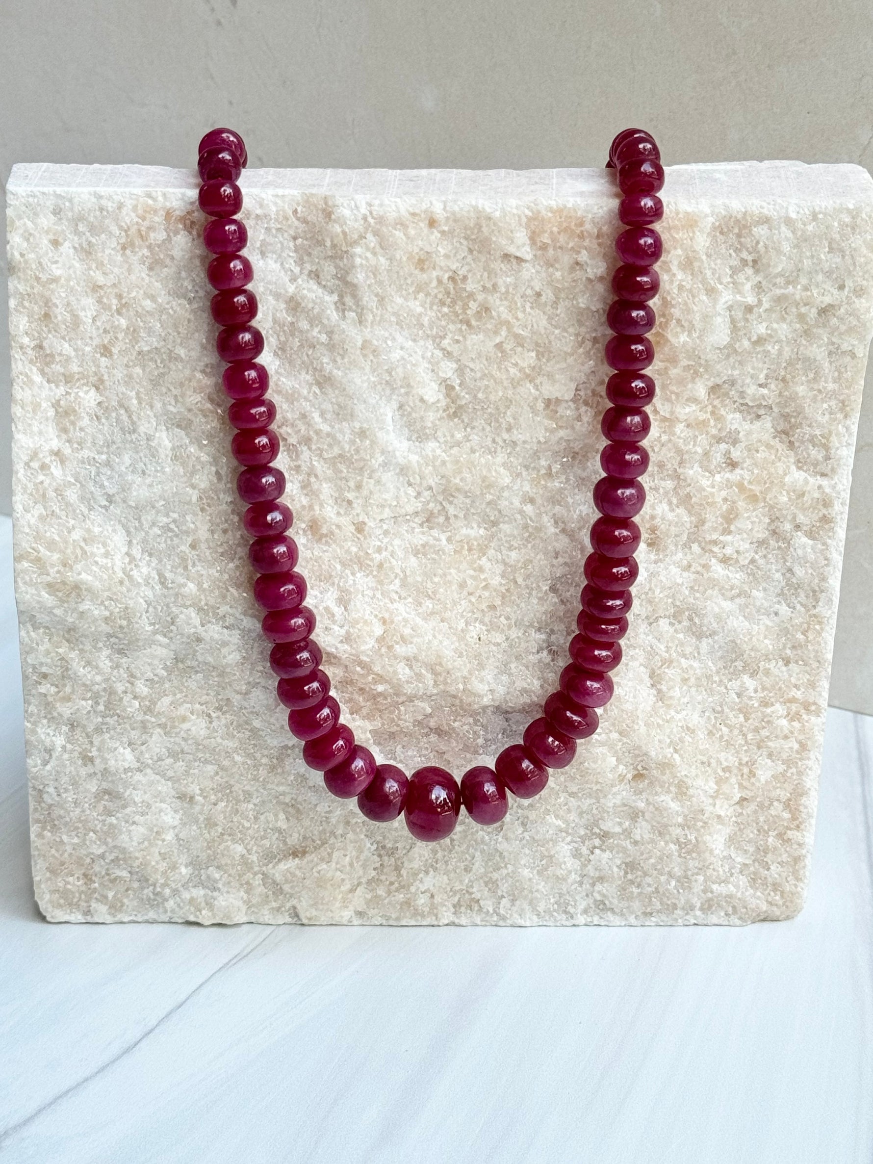 22" Diamond & Red Ruby Sterling Silver Necklace | Ulka Rocks