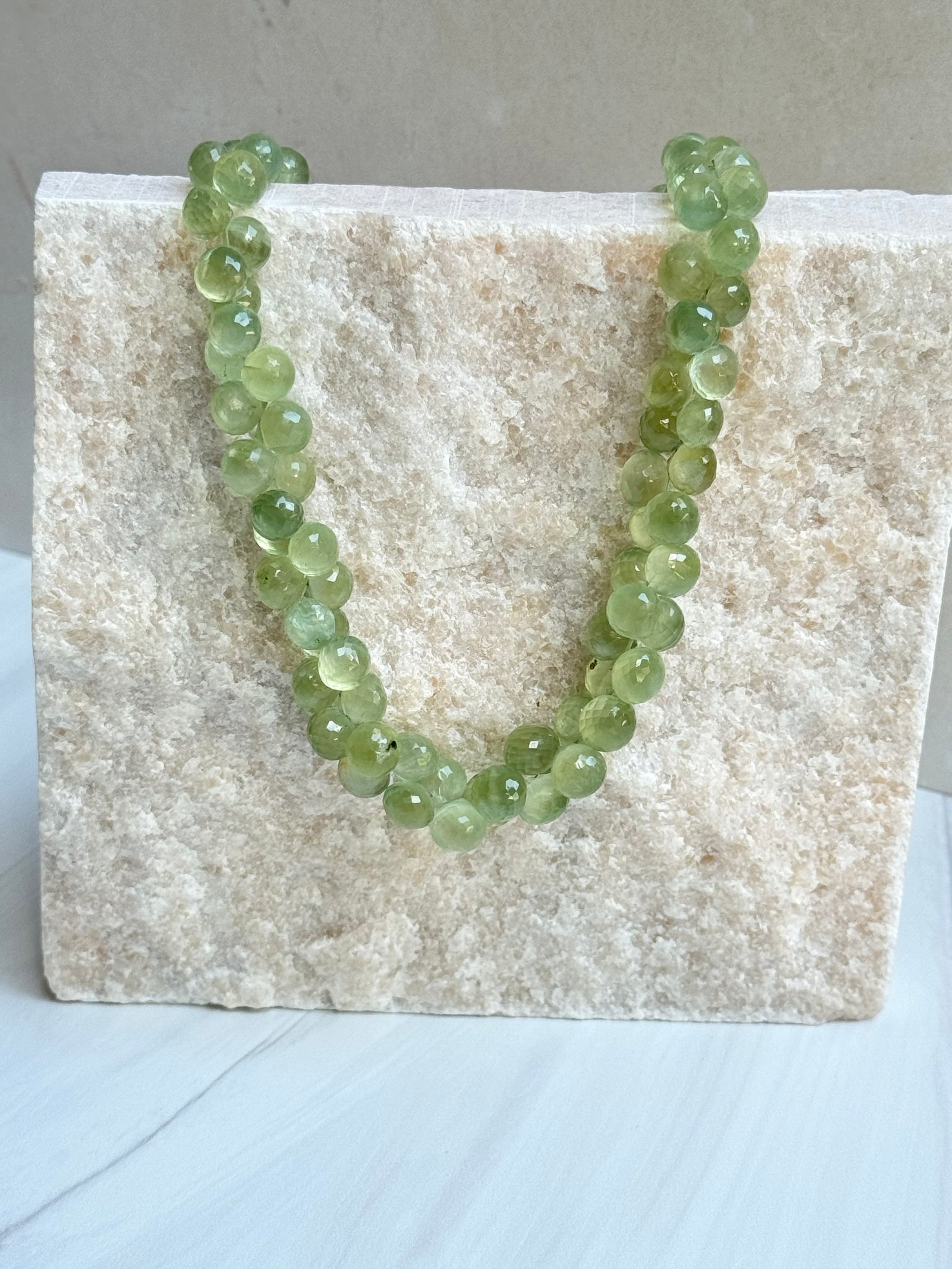 Designer Grade Green Prehnite Drop Choker Necklace | Ulka Rocks