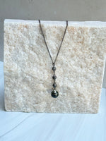 Tahitian Black Pearl and Diamond 3" Drop Necklace | Ulka Rocks