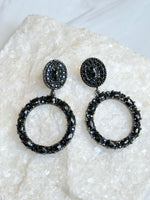 Black Black Spinel Circle Drop Earrings | Ulka Rocks