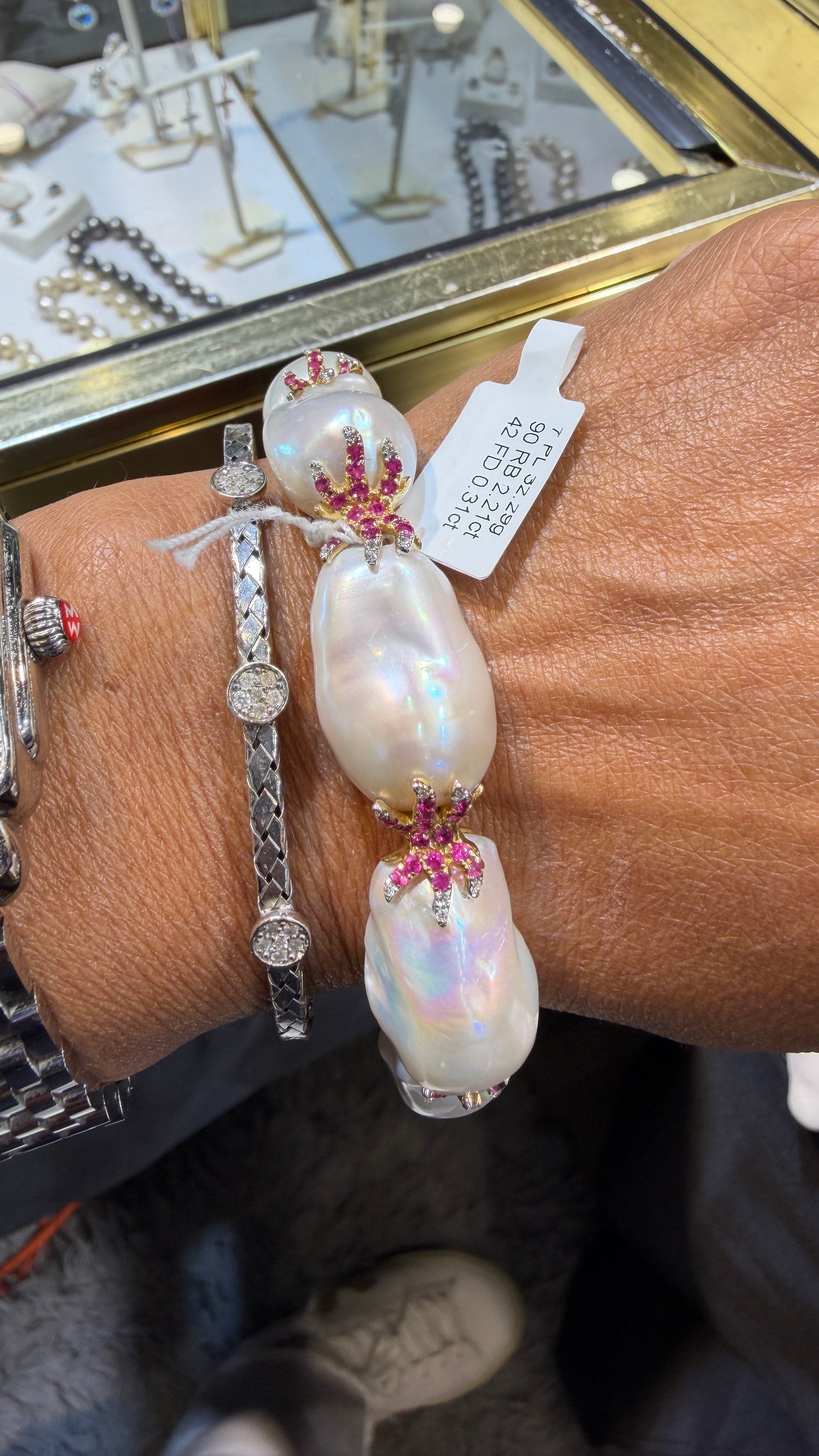 14k Yellow Gold Bracelet With Pearl And Ruby