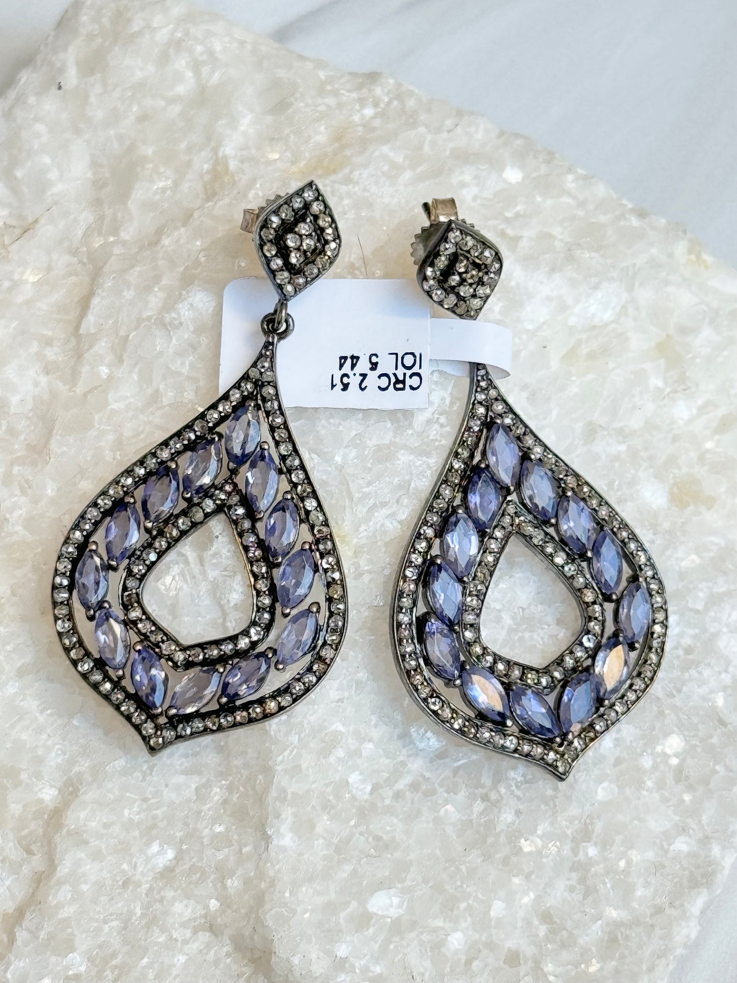 Purple Tanzanite & Diamond Sterling Silver Drop | Ulka Rocks