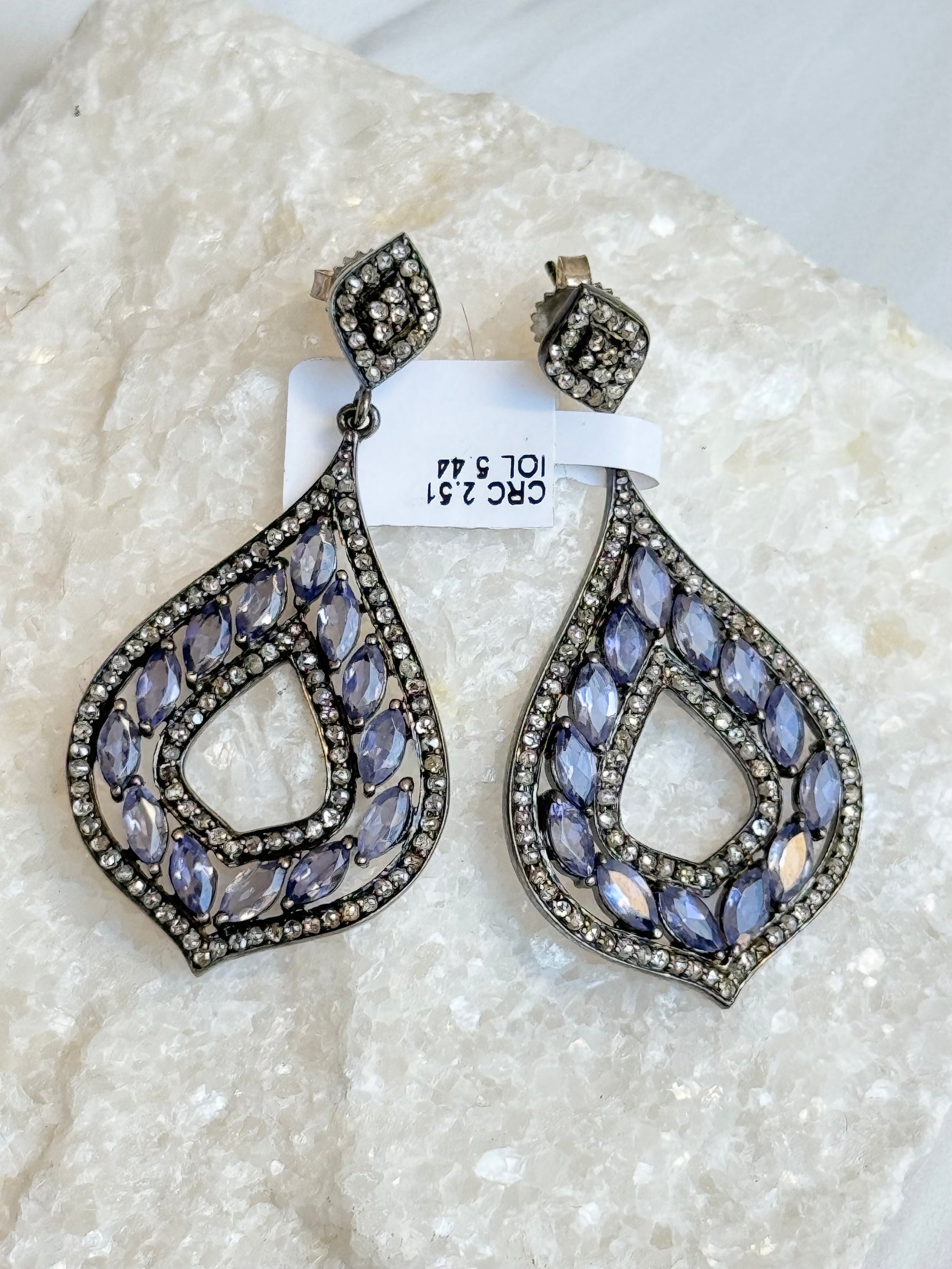 Purple Tanzanite & Diamond Sterling Silver Drop | Ulka Rocks
