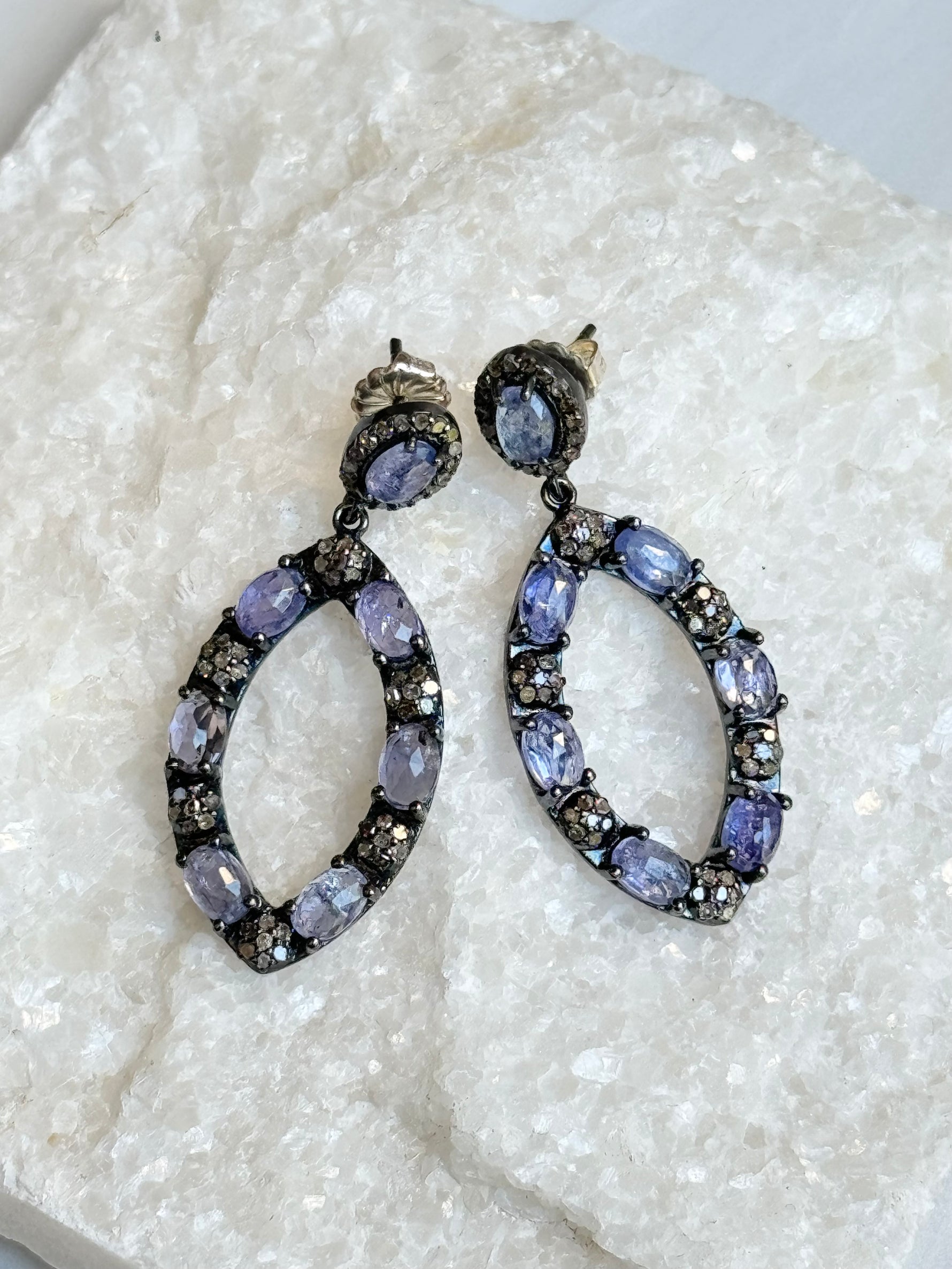 Purple Tanzanite Open Oval Earrings | Ulka Rocks
